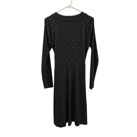 Banana Republic Black Polka Dot Wrap Dress Size M – Long Sleeve Tie Waist Midi - Picture 2 of 5